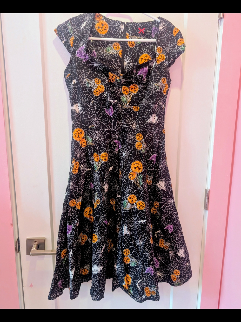 Halloween Pumpkin Web Fit & Flare Dress